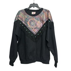 Hazelwood Southwestern Fashion Vintage Beaded Fringe Cowgirl Shirt XL Western